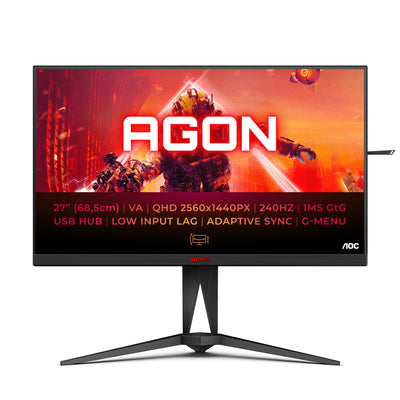 AOC AGON 5 AG275QZN/EU platta pc-skärmar 68,6 cm (27") 2560 x 1440 pixlar Quad HD Svart, Röd