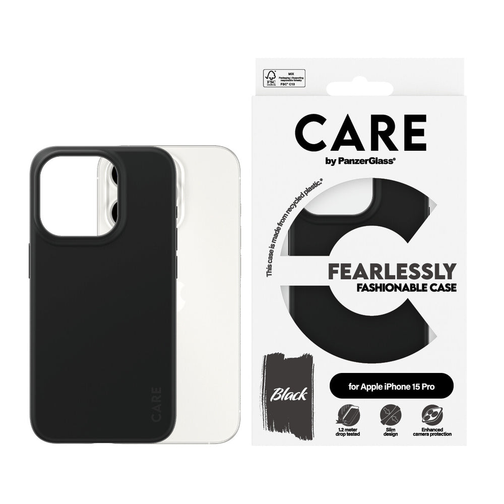 PanzerGlass CARE by PG BLK iPhone 15 Pro mobiltelefonfodral Omslag Transparent