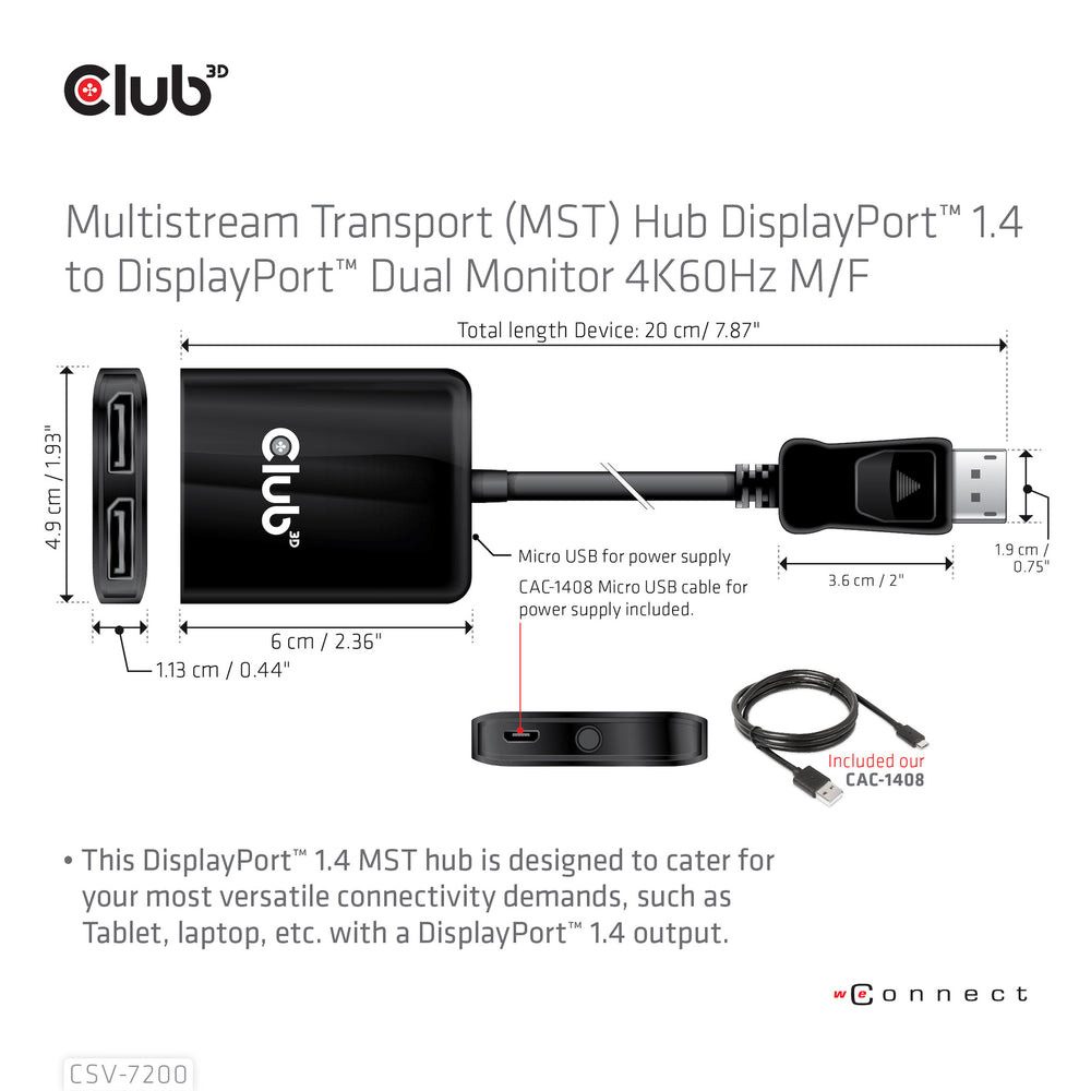 CLUB3D CSV-7220 videokabeladapter 1 m DisplayPort HDMI + DisplayPort Grå