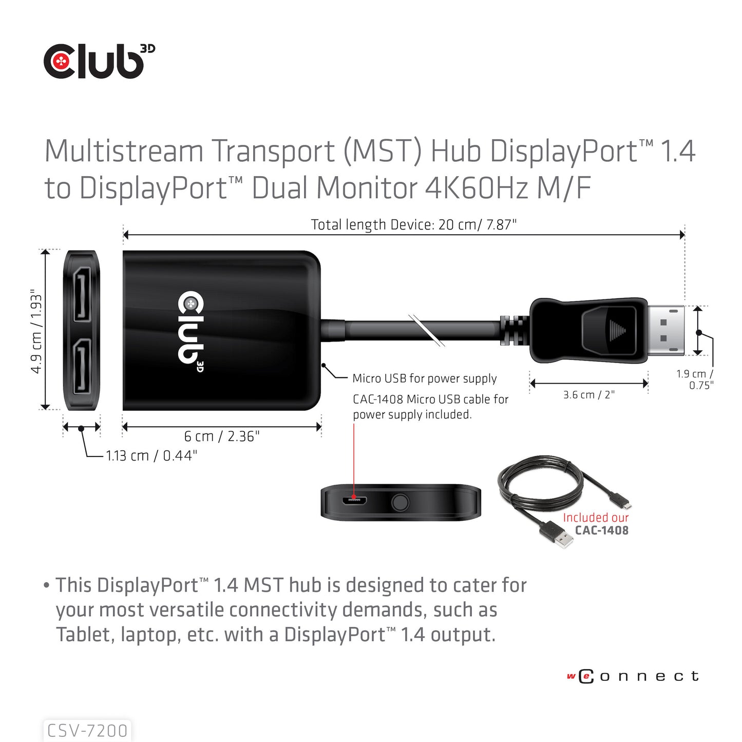 CLUB3D CSV-7220 videokabeladapter 1 m DisplayPort HDMI + DisplayPort Grå