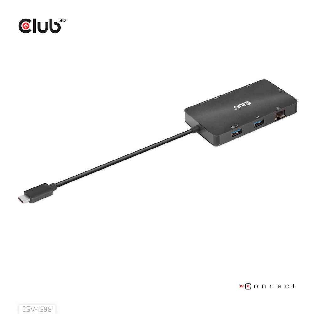 CLUB3D CSV-1598 dockningsstationer för bärbara datorer USB 3.2 Gen 2 (3.1 Gen 2) Type-C Svart