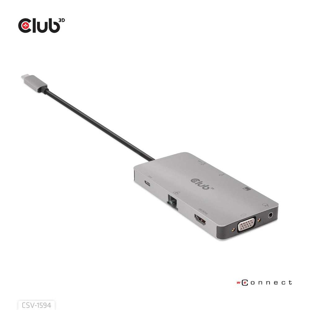 CLUB3D CSV-1594 dockningsstationer för bärbara datorer USB 3.2 Gen 1 (3.1 Gen 1) Type-C Svart, Grå