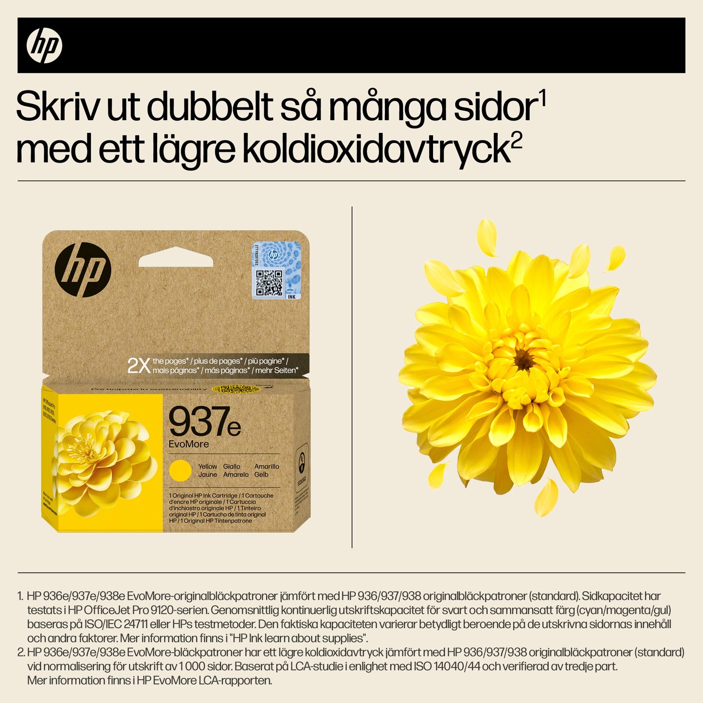 HP 937e EvoMore gul originalbläckpatron