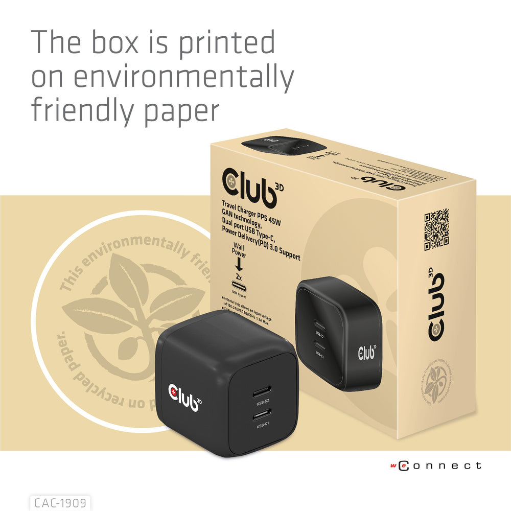 CLUB3D CAC-1909EU mobilladdare Mobiltelefon, Bärbar dator, Smartphone Svart AC inomhus