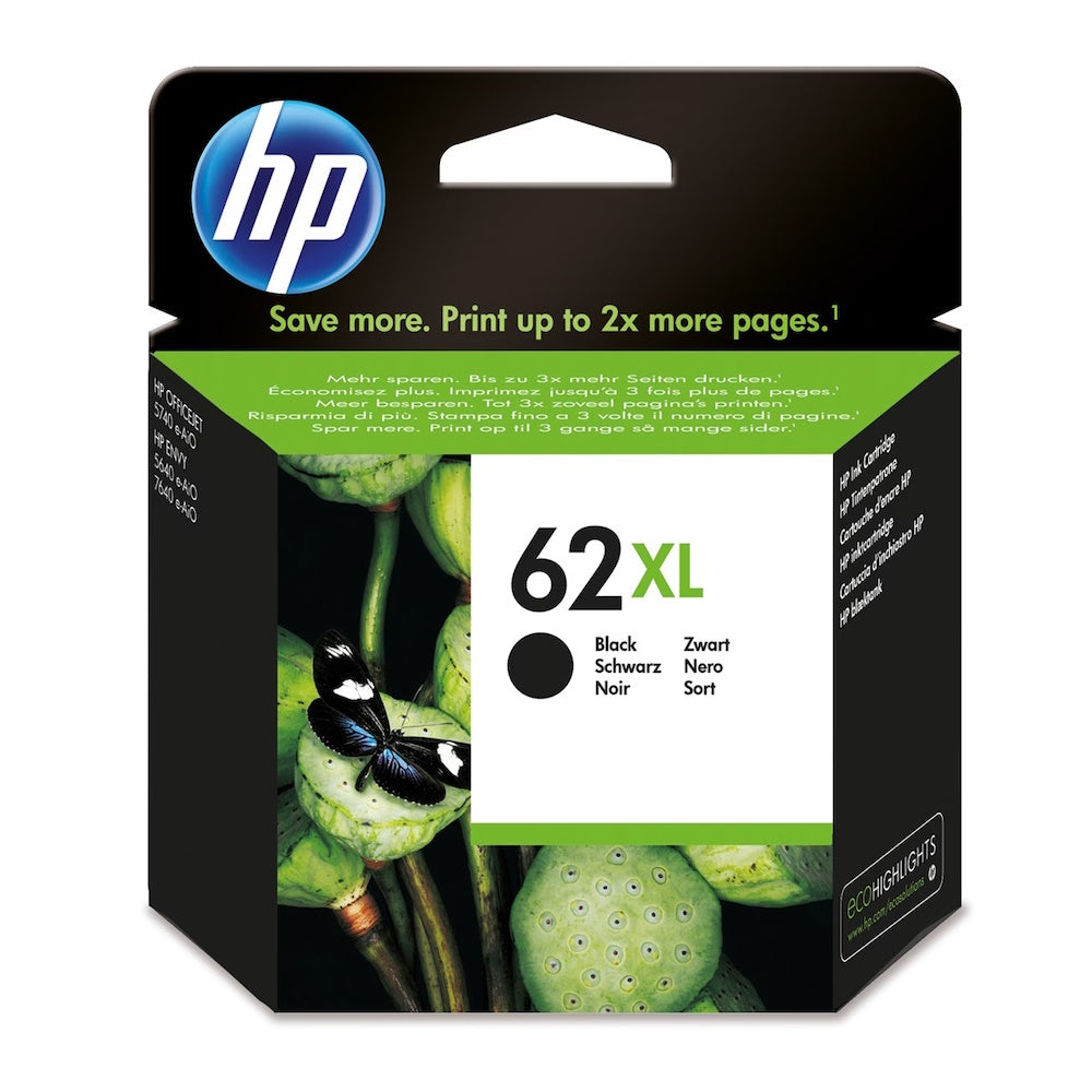 HP 62XL svart original bläckpatron med hög kapacitet