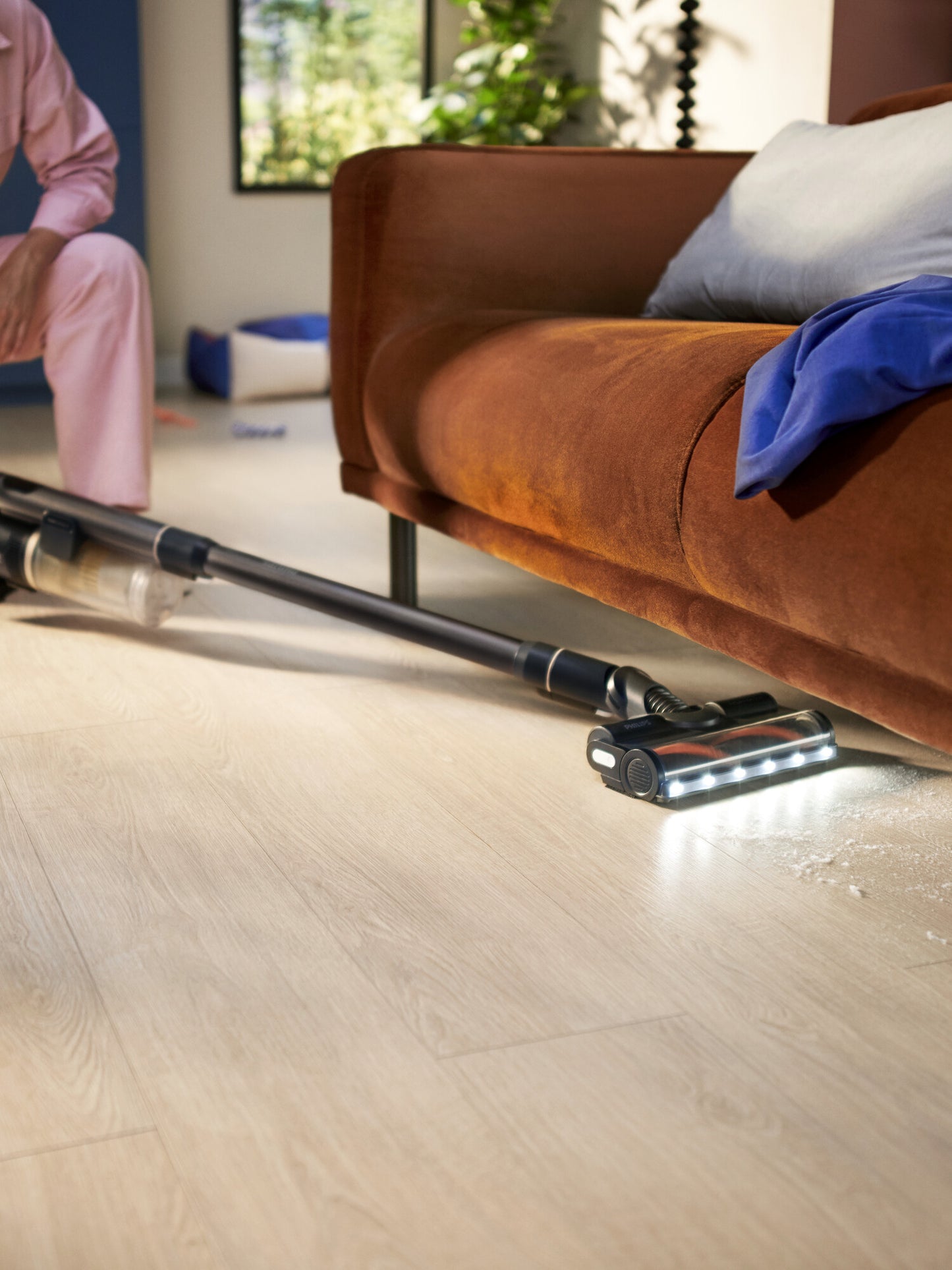 Philips 7000 series XC7053/01 upprättstående dammsugare och elektrisk sopborste Skaftdammsugare Batteri Torr&våt Cyklonisk Utan påse 0,6 l Svart, Blå