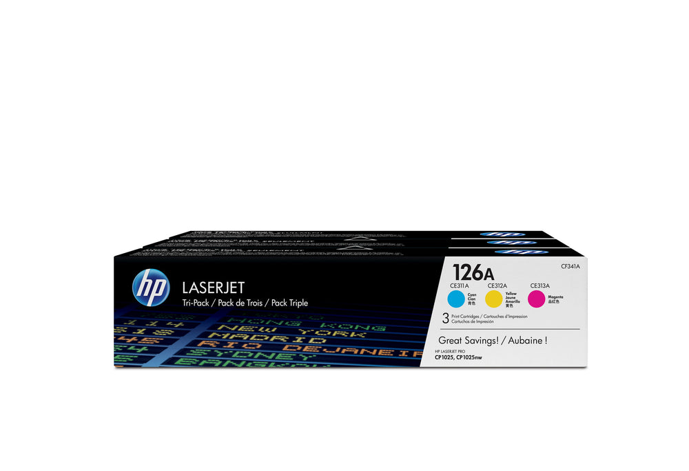 HP 126A cyan/magenta/gul LaserJet-tonerkassett, original, 3-pack