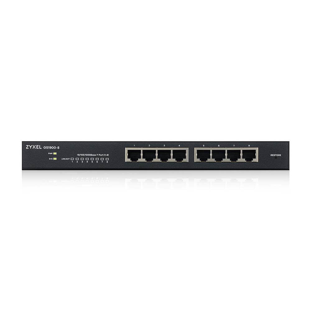 Zyxel GS1900-8 hanterad L2 Gigabit Ethernet (10/100/1000) Svart