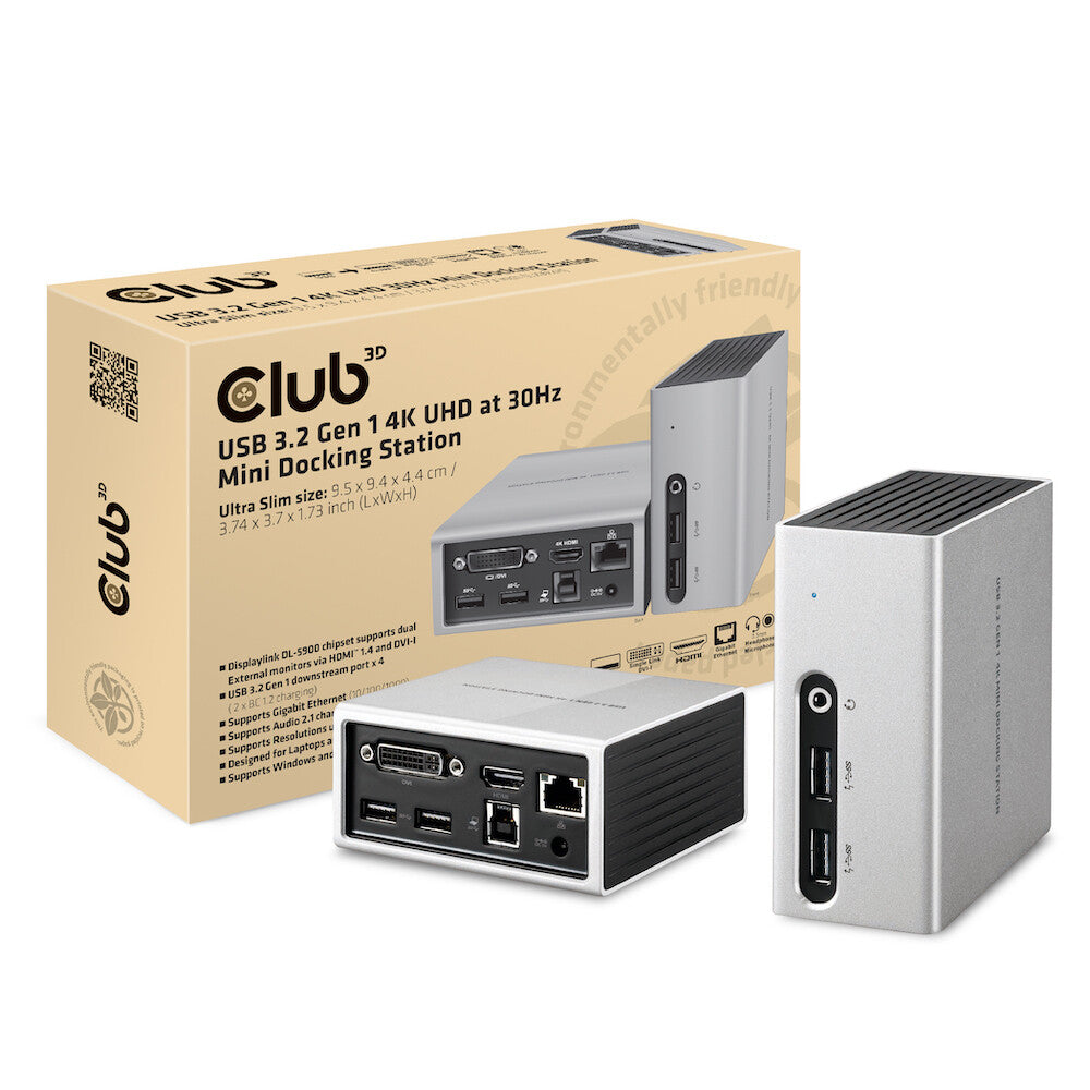 CLUB3D SenseVision USB 3.0 4K UHD Mini Docking Station