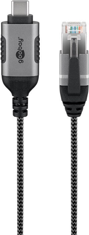 Goobay 74405 kabelomvandlare (hane/hona) USB 3.1 type A RJ45 Svart, Silver