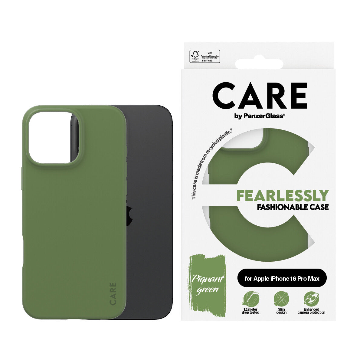 PanzerGlass CARE by PG Green iPhone16 6.9 Pro mobiltelefonfodral Omslag Transparent