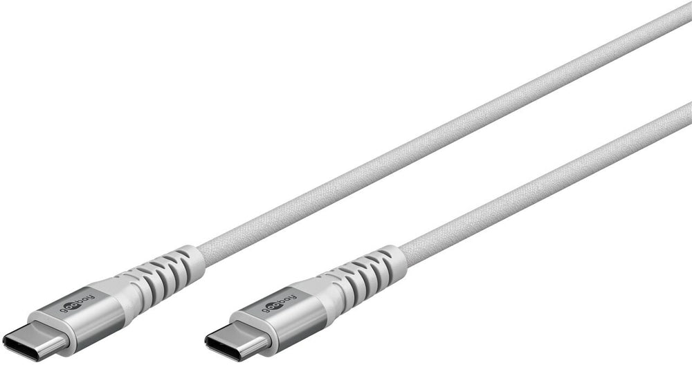 Goobay KAB USB-C (ST-ST) 2m Verbindungskabel Textilmantel White USB-kablar USB 2.0 USB C