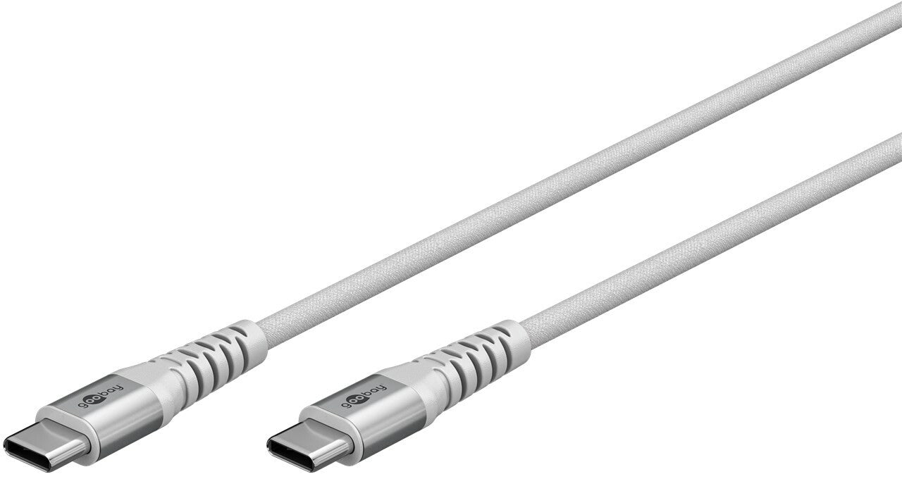 Goobay KAB USB-C (ST-ST) 2m Verbindungskabel Textilmantel White USB-kablar USB 2.0 USB C