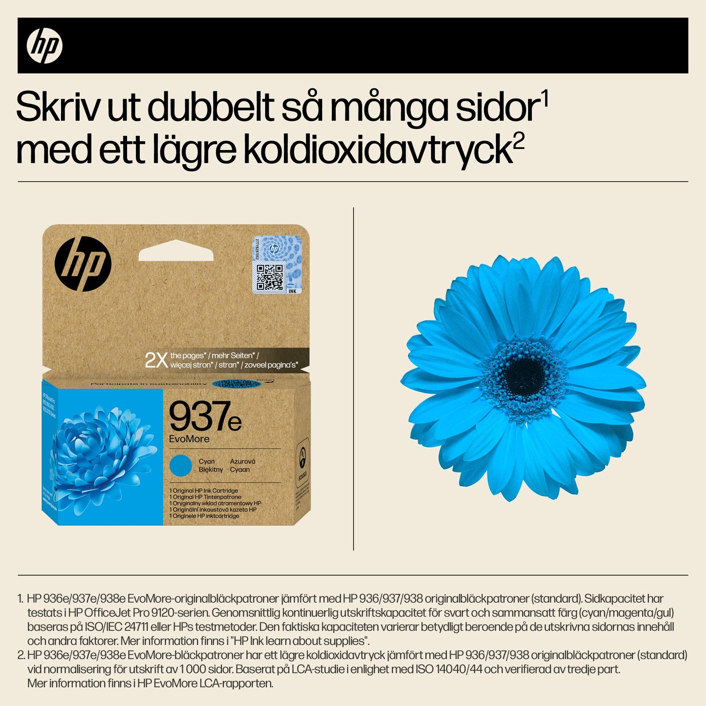 HP 937e EvoMore cyan originalbläckpatron