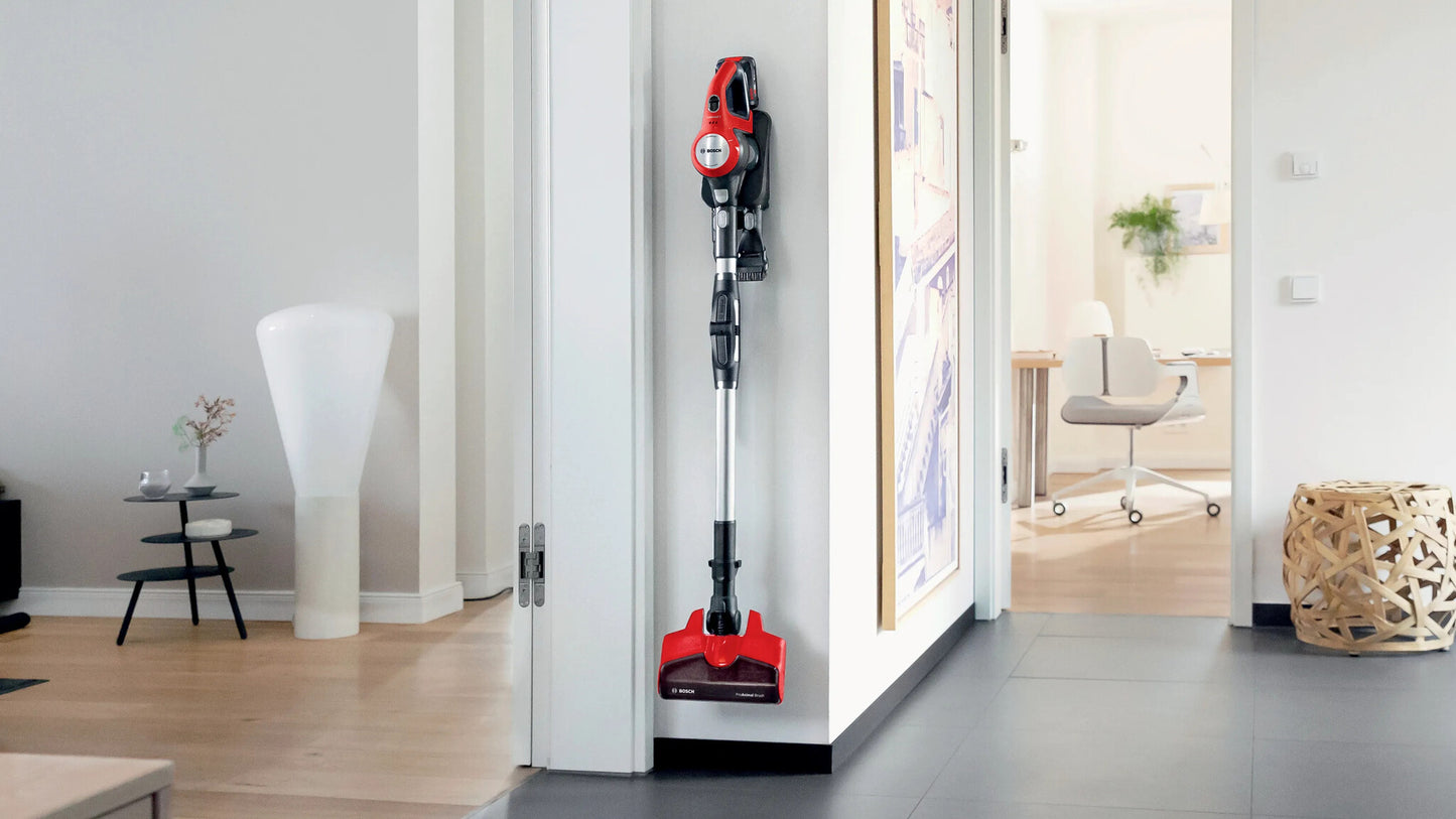 Bosch BCS711PET upprättstående dammsugare och elektrisk sopborste Skaftdammsugare Batteri Torr Utan påse 0,3 l Svart, Röd 3 Ah