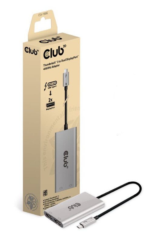 CLUB3D CSV-1586 gränssnittshubbar Thunderbolt 3 40000 Mbit/s Silver