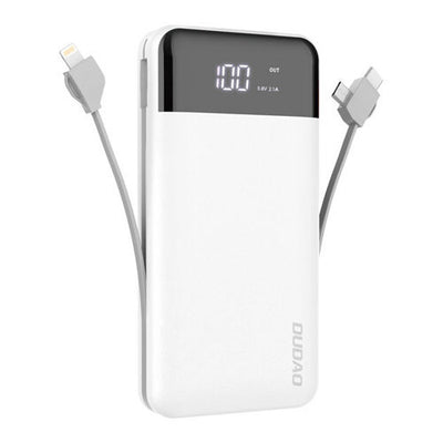 DUDAO Išorine baterija Power Bank Dudao K1Pro su imontuotais laidais MicroUSB+Type-C+Lightning 20000mAh balta