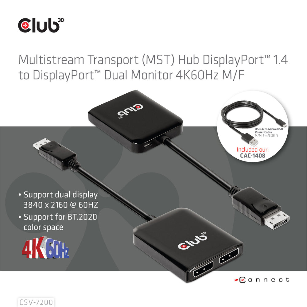 CLUB3D CSV-7220 videokabeladapter 1 m DisplayPort HDMI + DisplayPort Grå