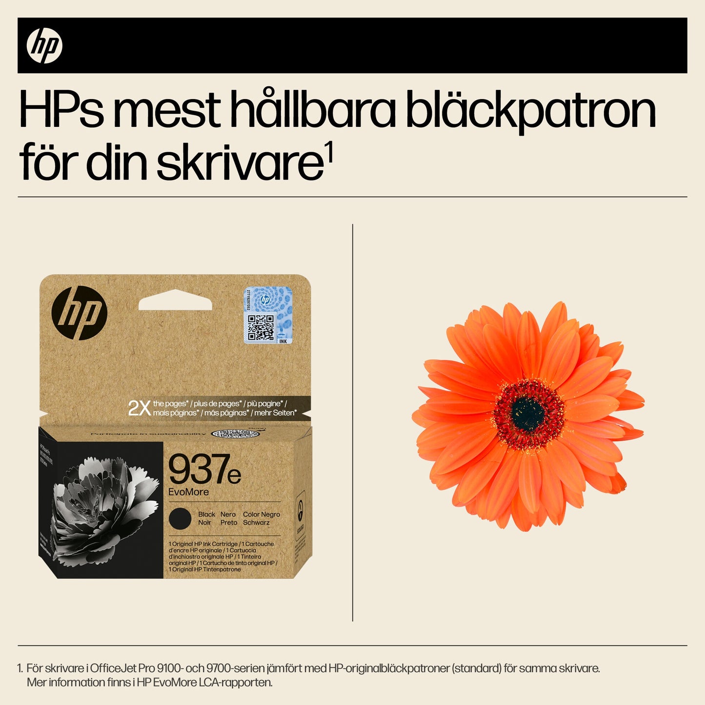 HP 937e EvoMore svart originalbläckpatron