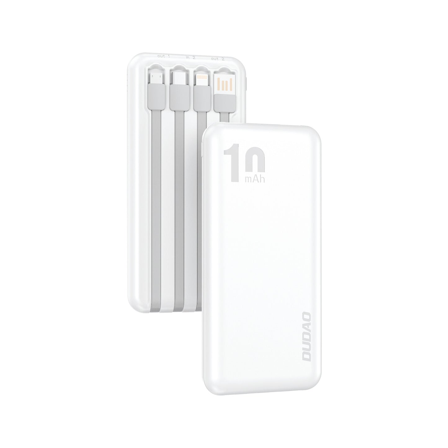 DUDAO K6Pro Universal 10000mAh Power Bank with USB Cable Type C Lightning white Vit