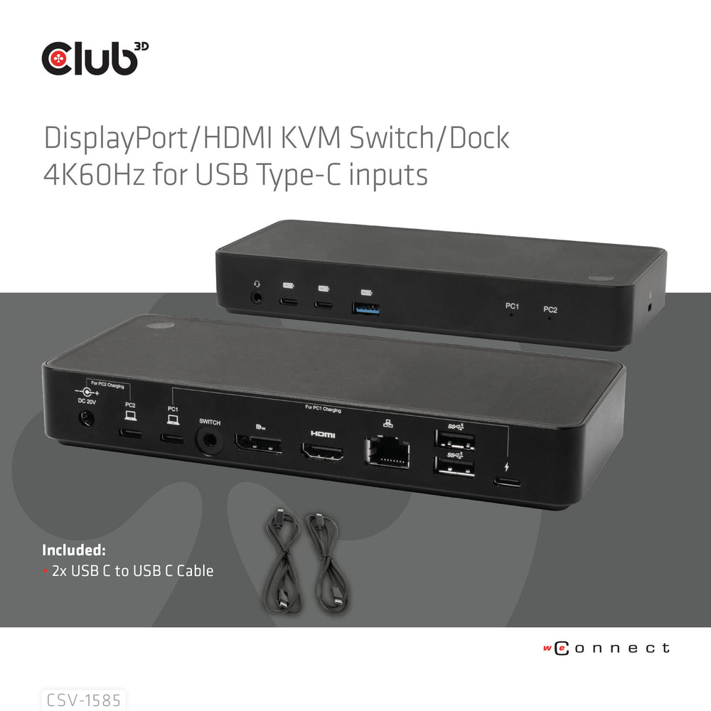 CLUB3D CSV-1585 KVM-switchar Svart