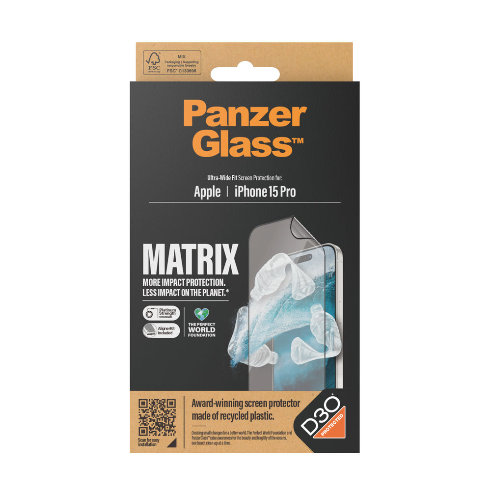 PanzerGlass UWF Matrix with D30 (Rec. PET) Genomskinligt skärmskydd Apple 1 styck