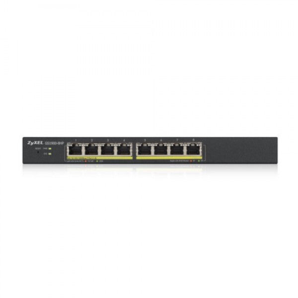 Zyxel GS1900-8HP v3 PoE hanterad L2 Gigabit Ethernet (10/100/1000) Strömförsörjning via Ethernet (PoE) stöd Svart