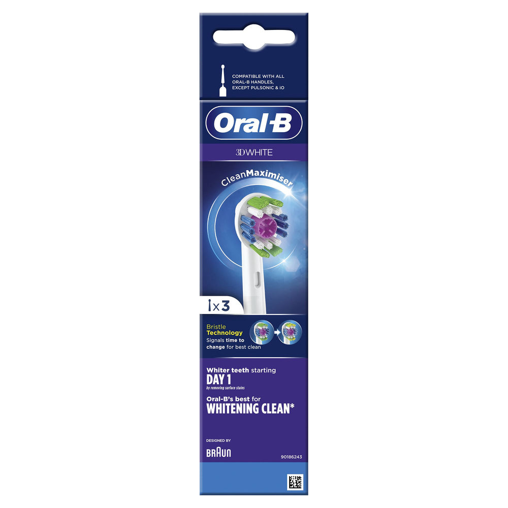 Oral-B 3D White 80338474 tandborsthuvuden 3 styck Vit