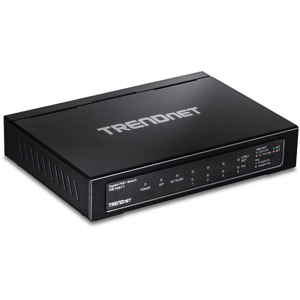 Trendnet TPE-TG611 nätverksswitchar Gigabit Ethernet (10/100/1000) Strömförsörjning via Ethernet (PoE) stöd Svart