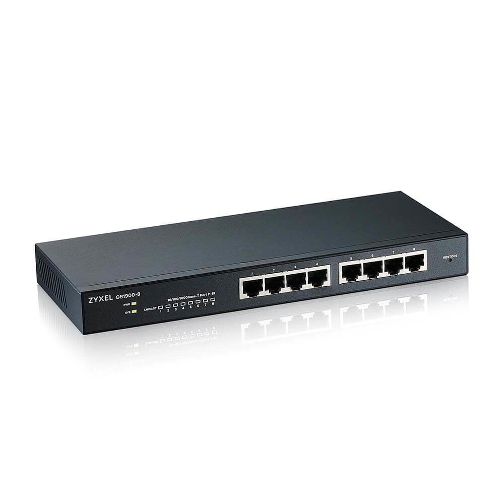 Zyxel GS1900-8 hanterad L2 Gigabit Ethernet (10/100/1000) Svart