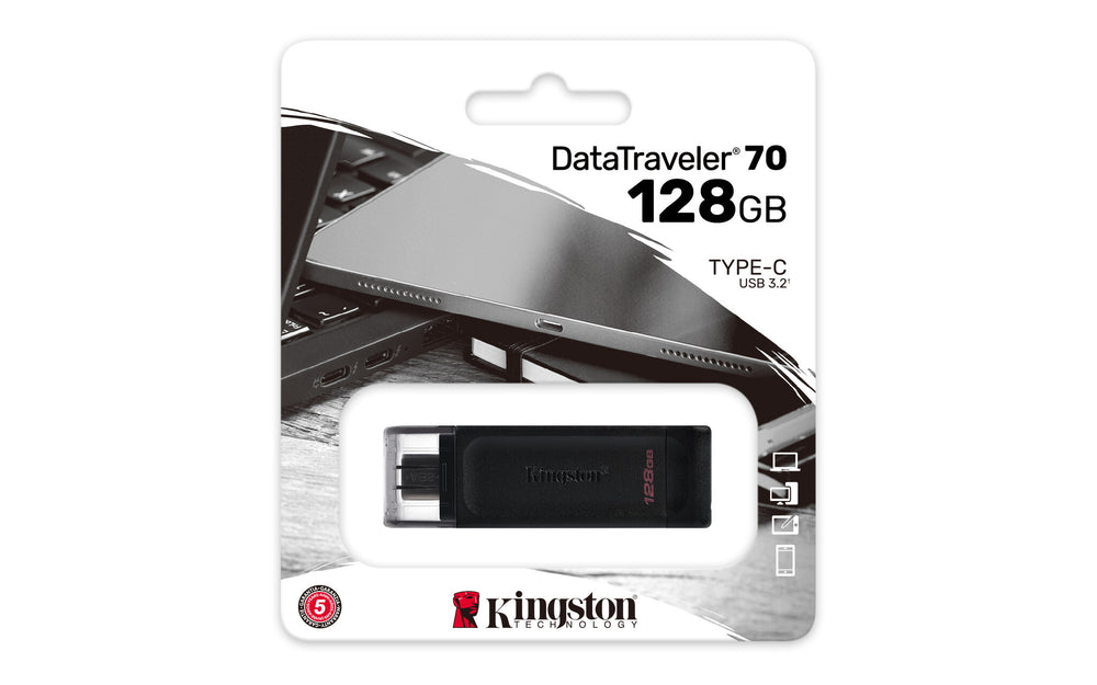 Kingston Technology DataTraveler 70 USB-sticka 128 GB USB Type-C 3.2 Gen 1 (3.1 Gen 1) Svart