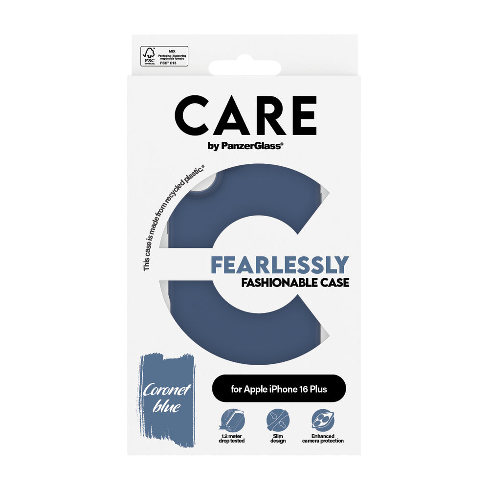 PanzerGlass CARE by PG Blue iPhone16 6.7 mobiltelefonfodral Omslag Transparent