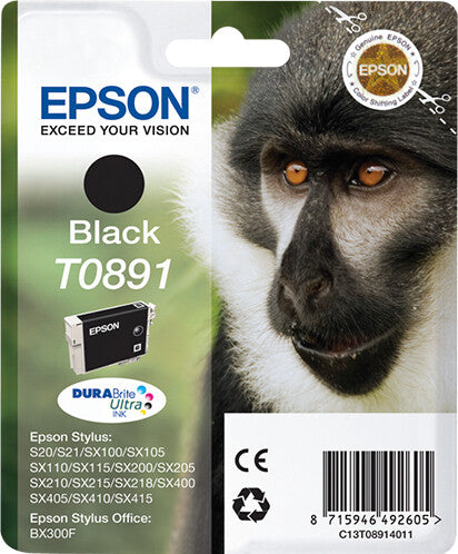 Epson Monkey Enpack svart T0891 DURABrite Ultra-bläck