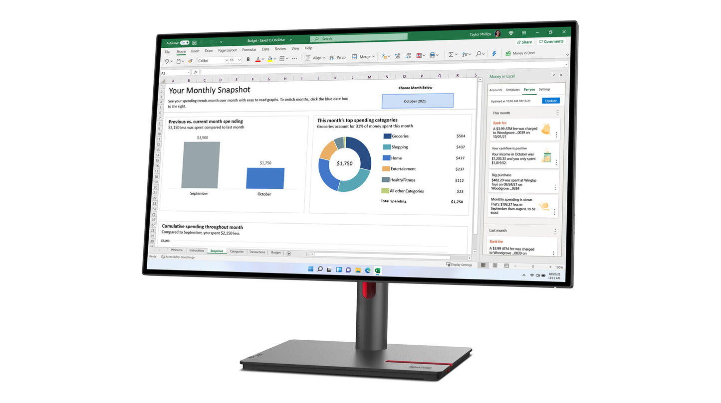 Lenovo ThinkVision P27h-30 LED display 68,6 cm (27") 2560 x 1440 pixlar Quad HD LCD Svart