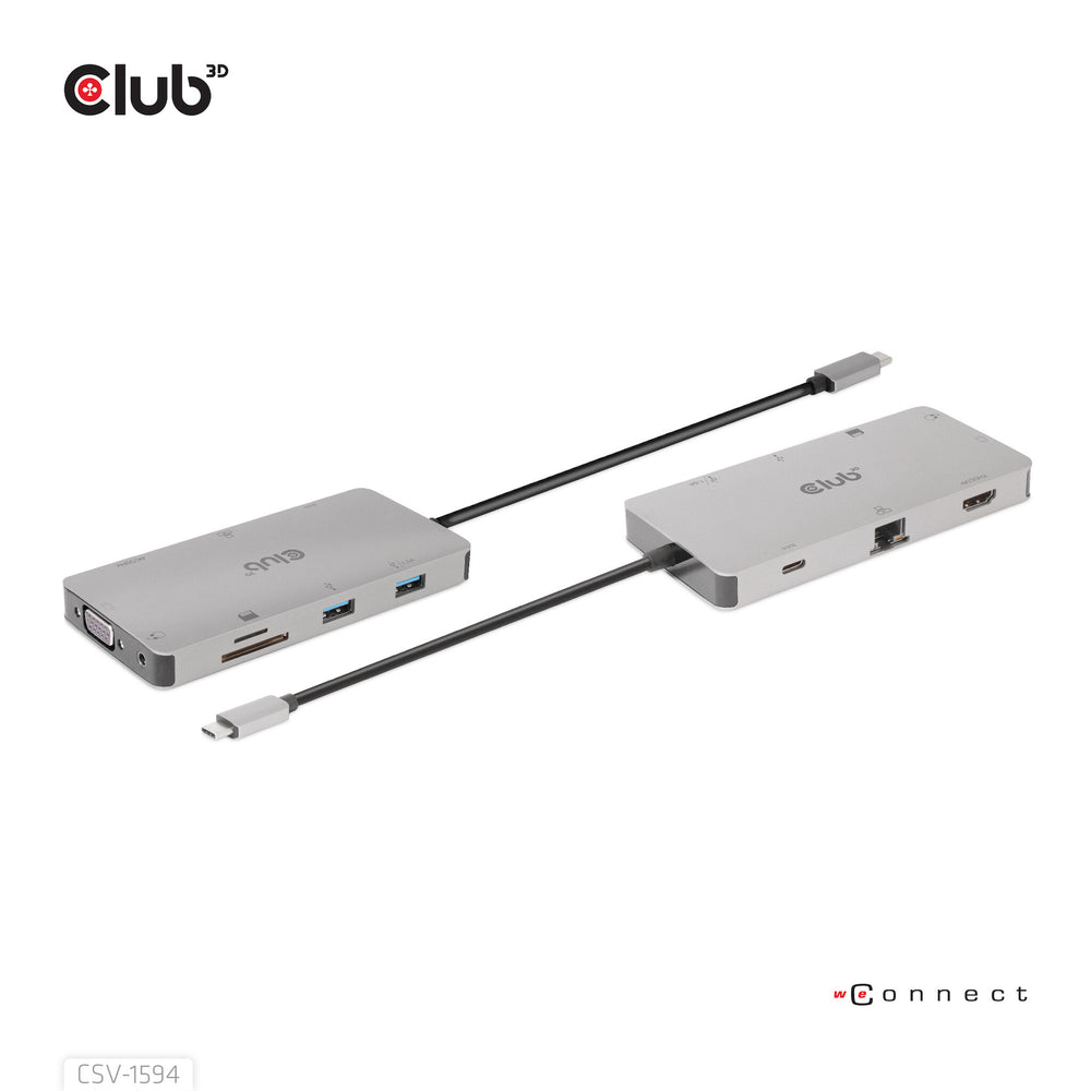 CLUB3D CSV-1594 dockningsstationer för bärbara datorer USB 3.2 Gen 1 (3.1 Gen 1) Type-C Svart, Grå