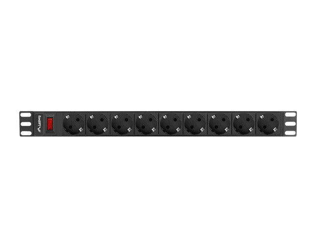 Lanberg PDU-09F-0300-BK grenuttag 9 AC-utgångar 1U Svart, Grå