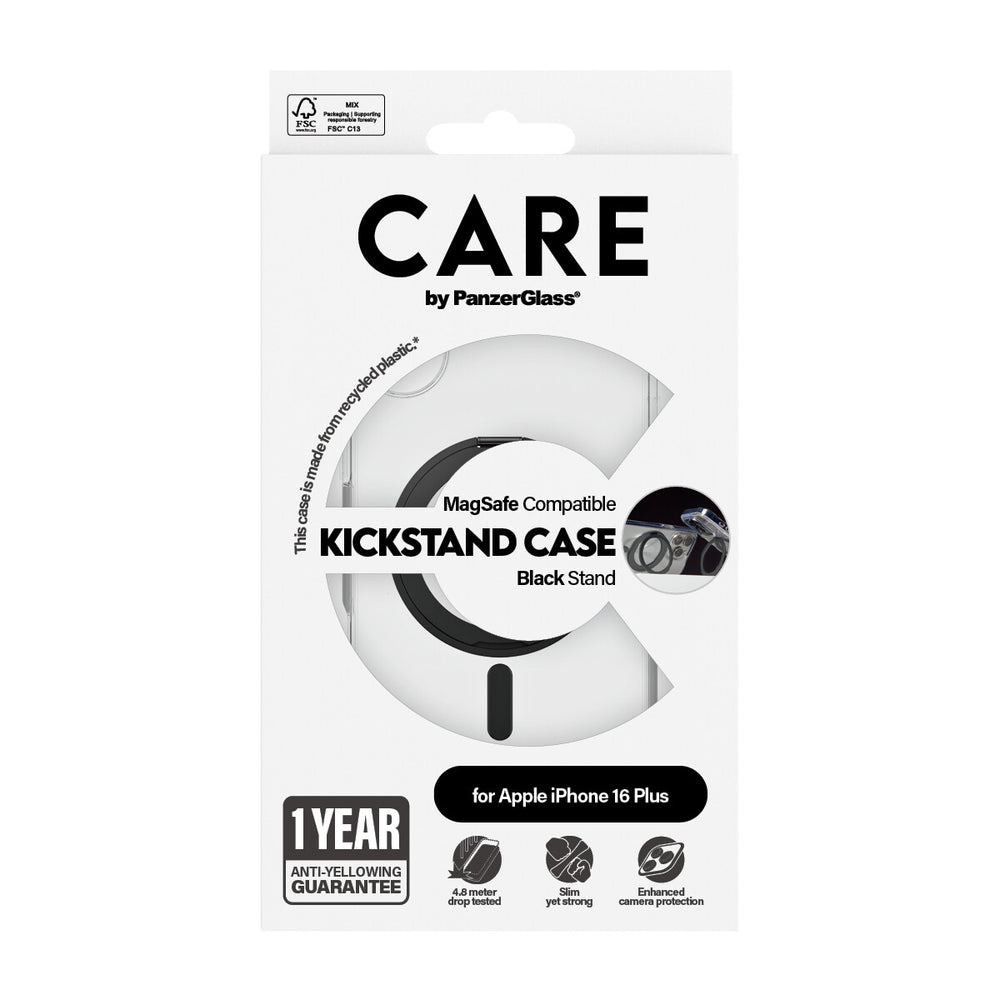PanzerGlass CARE by PG BLK Kick/MagS iPhone16 6.7 mobiltelefonfodral Omslag Transparent
