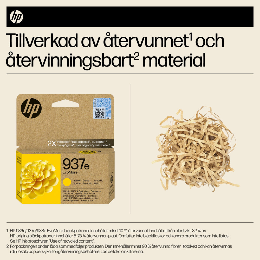 HP 937e EvoMore gul originalbläckpatron