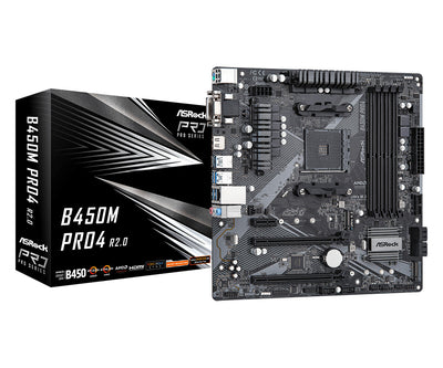 Asrock B450M Pro4 R2.0 AMD B450 Uttag AM4 micro ATX