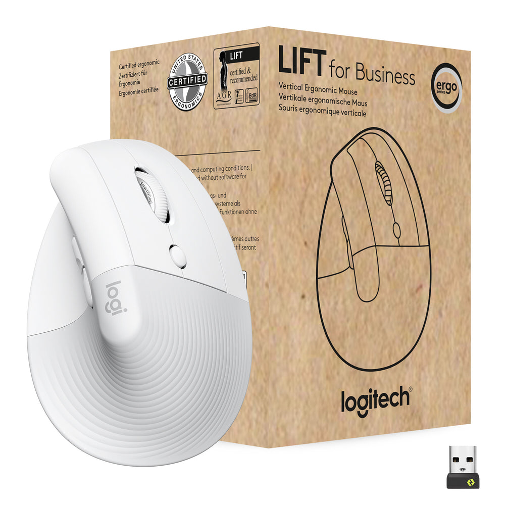 Logitech Lift for Business datormöss Kontor högerhand Trådlös RF + Bluetooth Optisk 4000 DPI