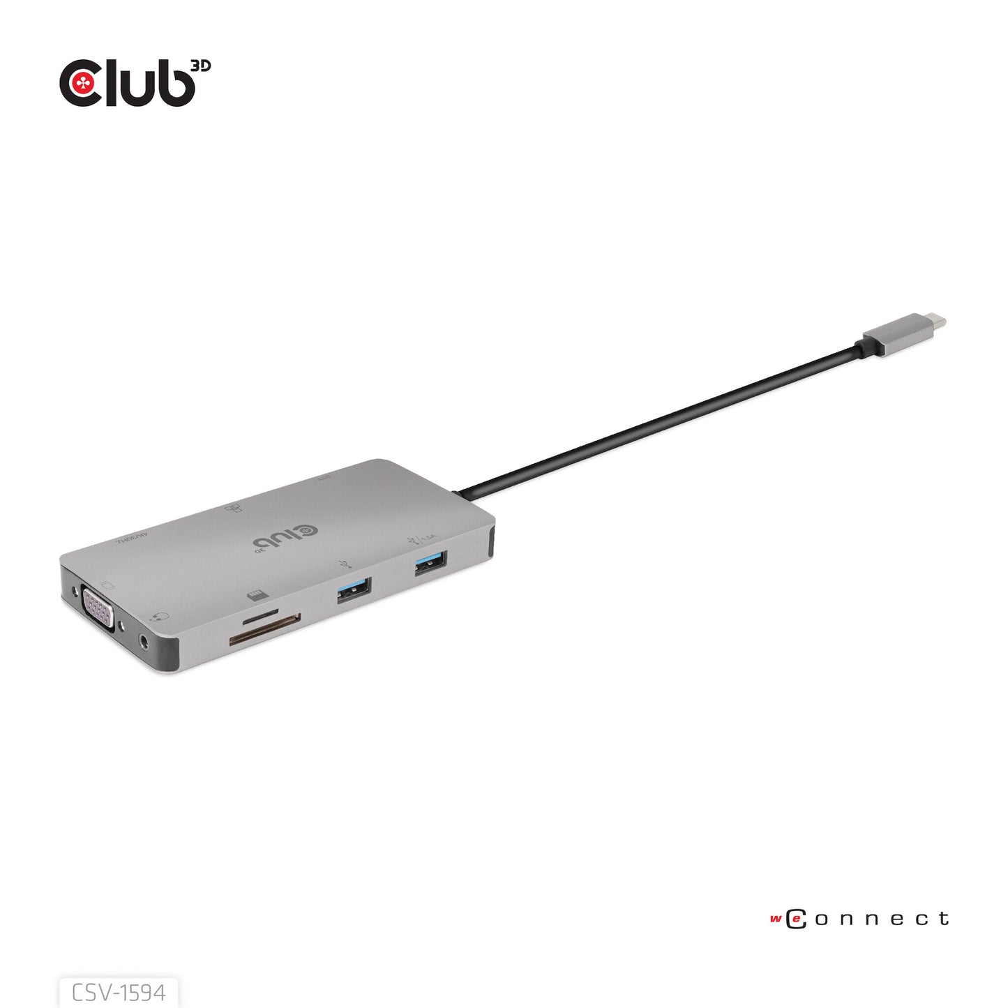 CLUB3D CSV-1594 dockningsstationer för bärbara datorer USB 3.2 Gen 1 (3.1 Gen 1) Type-C Svart, Grå