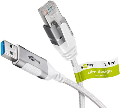 Goobay 74378 kabelomvandlare (hane/hona) USB 3.0 type A RJ45 Vit