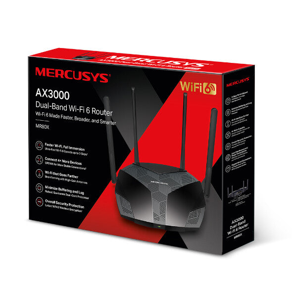 Mercusys MR80X trådlös router Gigabit Ethernet Dual-band (2,4 GHz / 5 GHz) Svart