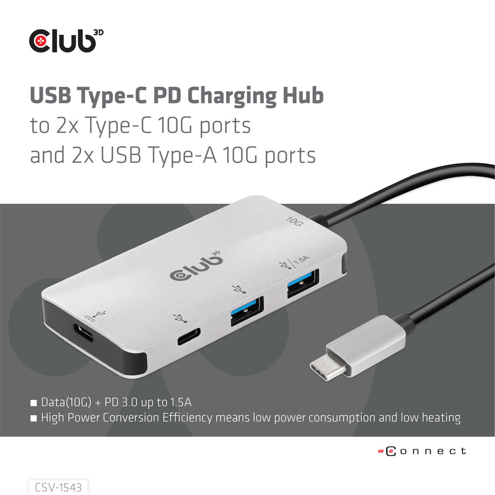 CLUB3D CSV-1543 dockningsstationer för bärbara datorer USB 3.2 Gen 2 (3.1 Gen 2) Type-C Svart, Silver