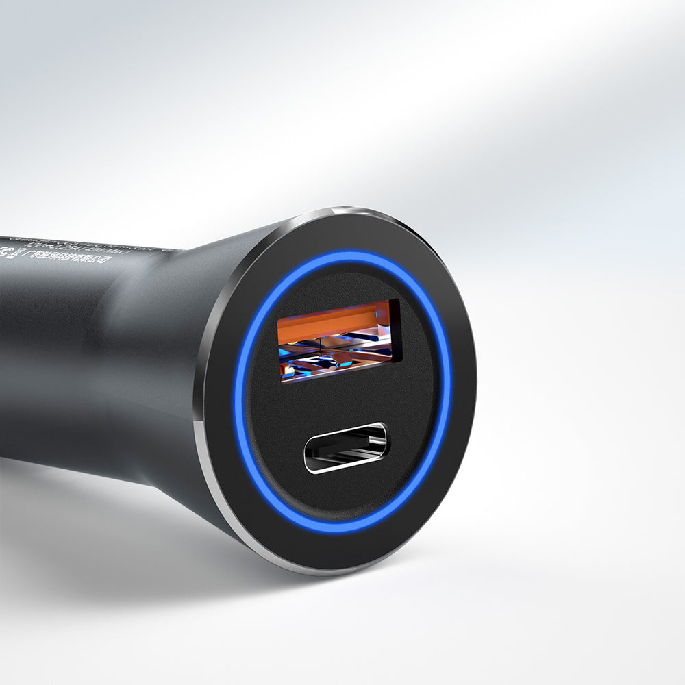 DUDAO Car Charger 45W PD+ QC5.0 1xUSB+1XType C Universal Silver Cigarr tändare Snabb laddning Automatisk