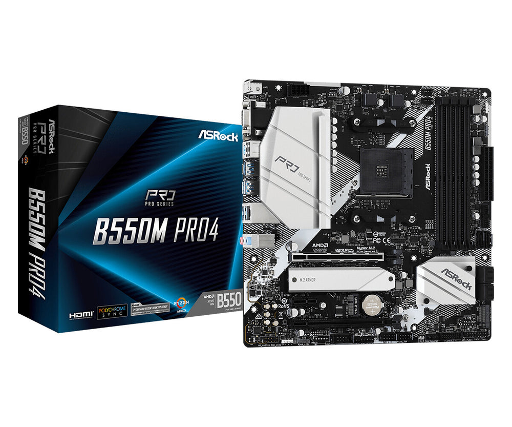 Asrock B550M Pro4 AMD B550 Uttag AM4 micro ATX