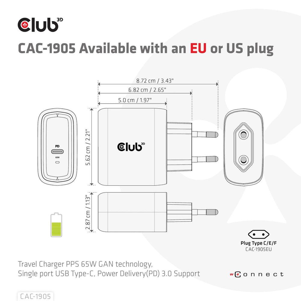 CLUB3D CAC-1905EU mobilladdare