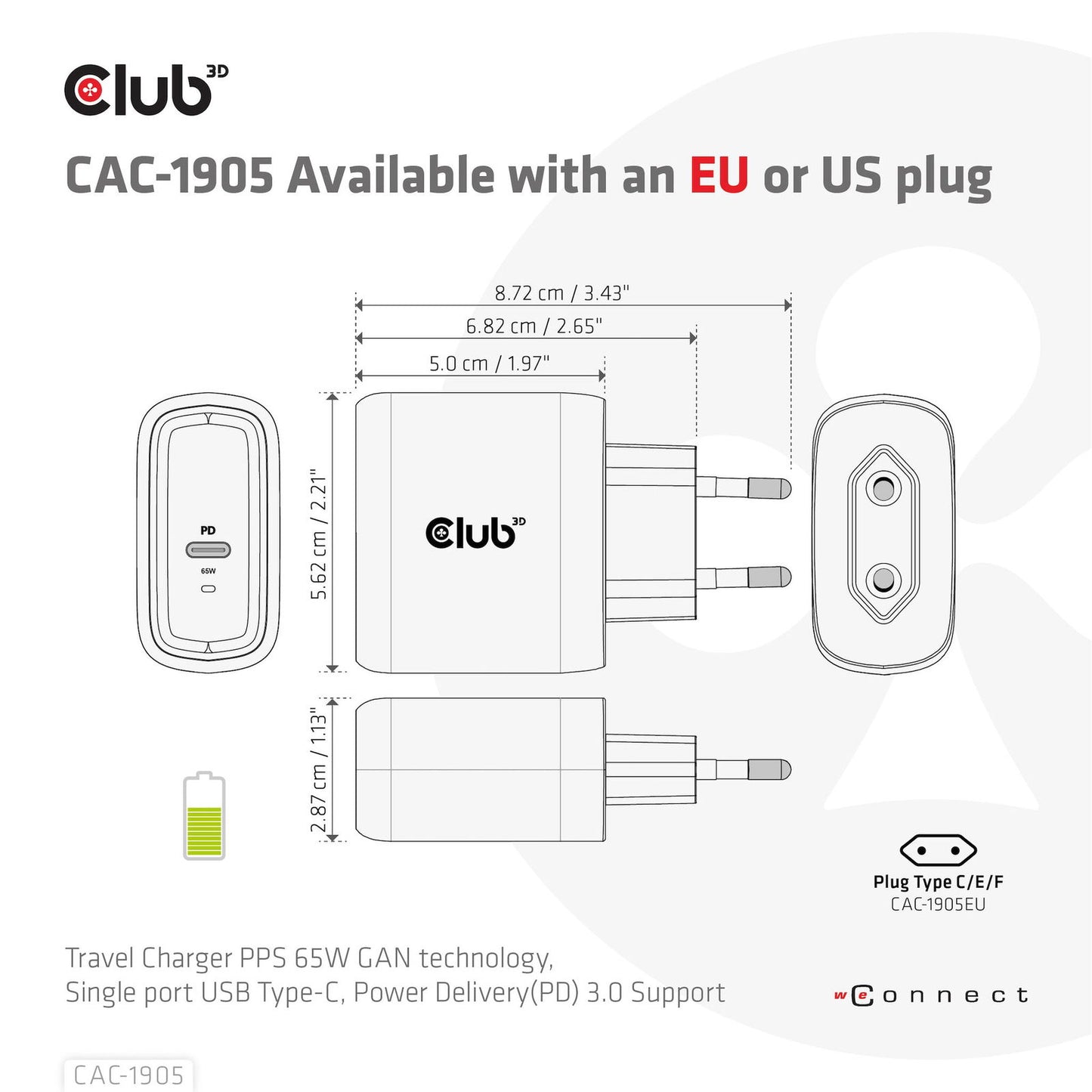 CLUB3D CAC-1905EU mobilladdare - Elektronikjakt