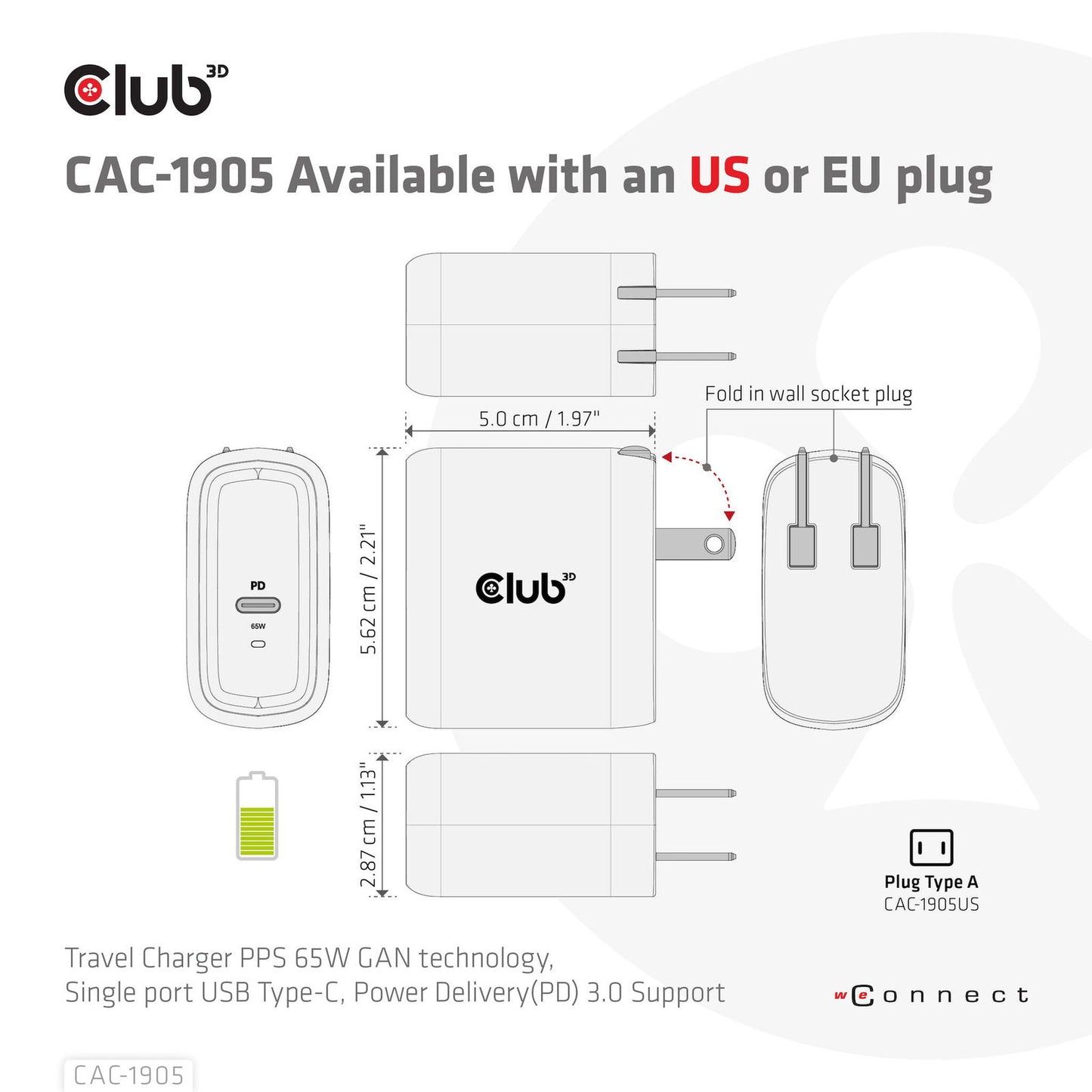 CLUB3D CAC-1905EU mobilladdare - Elektronikjakt