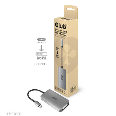 CLUB3D CAC-1510-A videokabeladapter 0,25 m USB Type-C DVI Grå